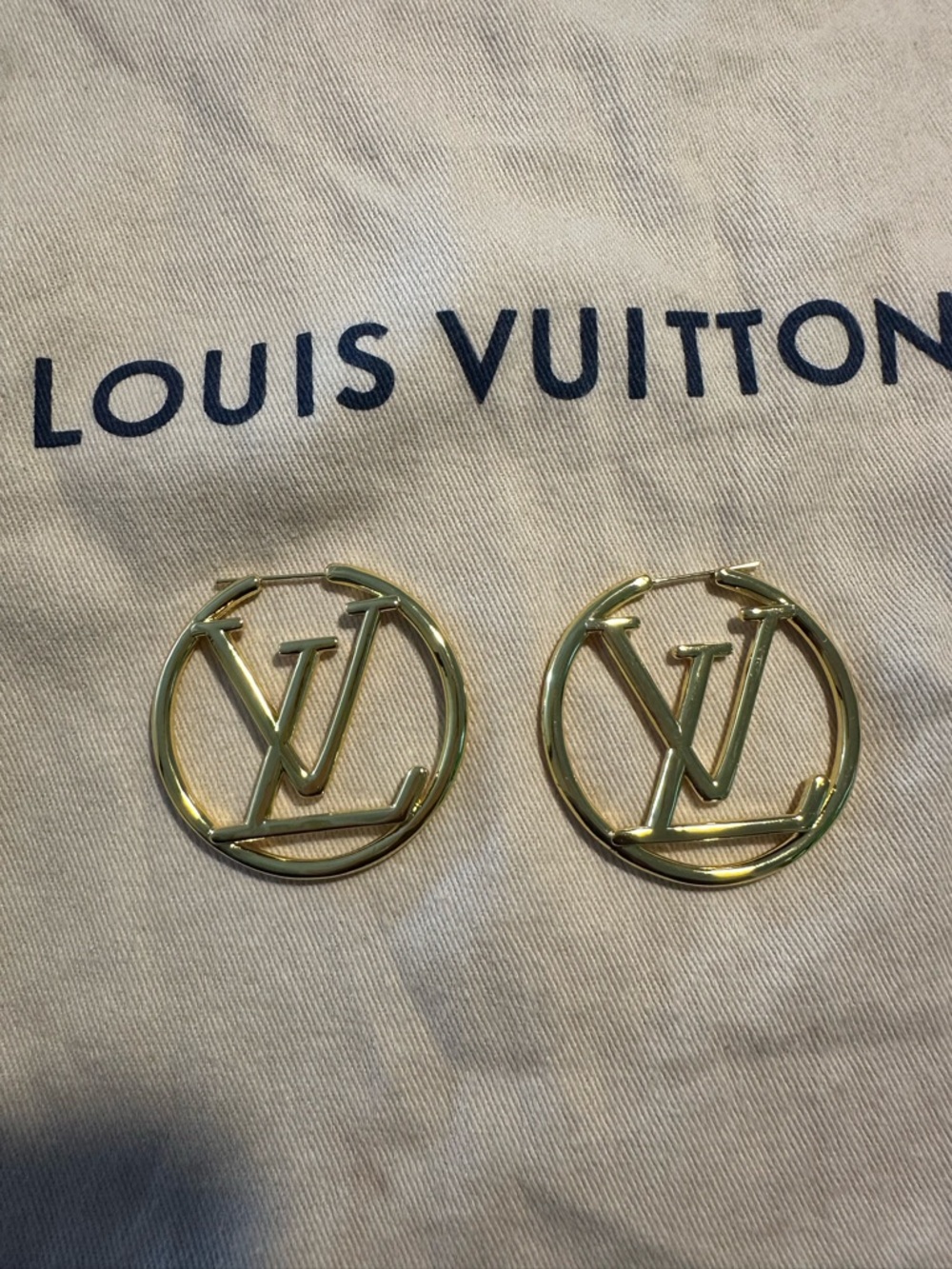 Gold LV Hoop Earrings 5 cm